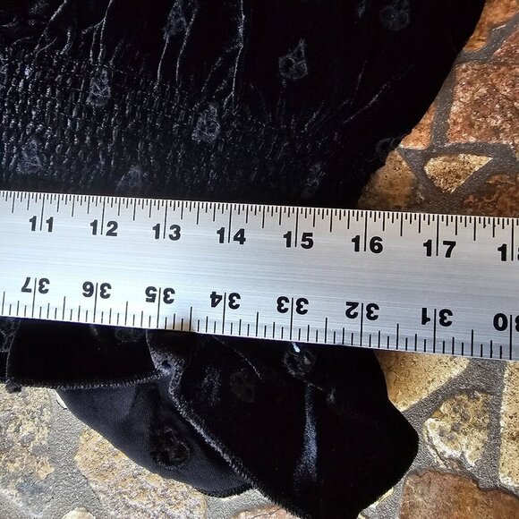 Jade Johnny Was Silk Blend Velvet Embroidered Top With Tassel Tie, Size Small - Picture 11 of 11